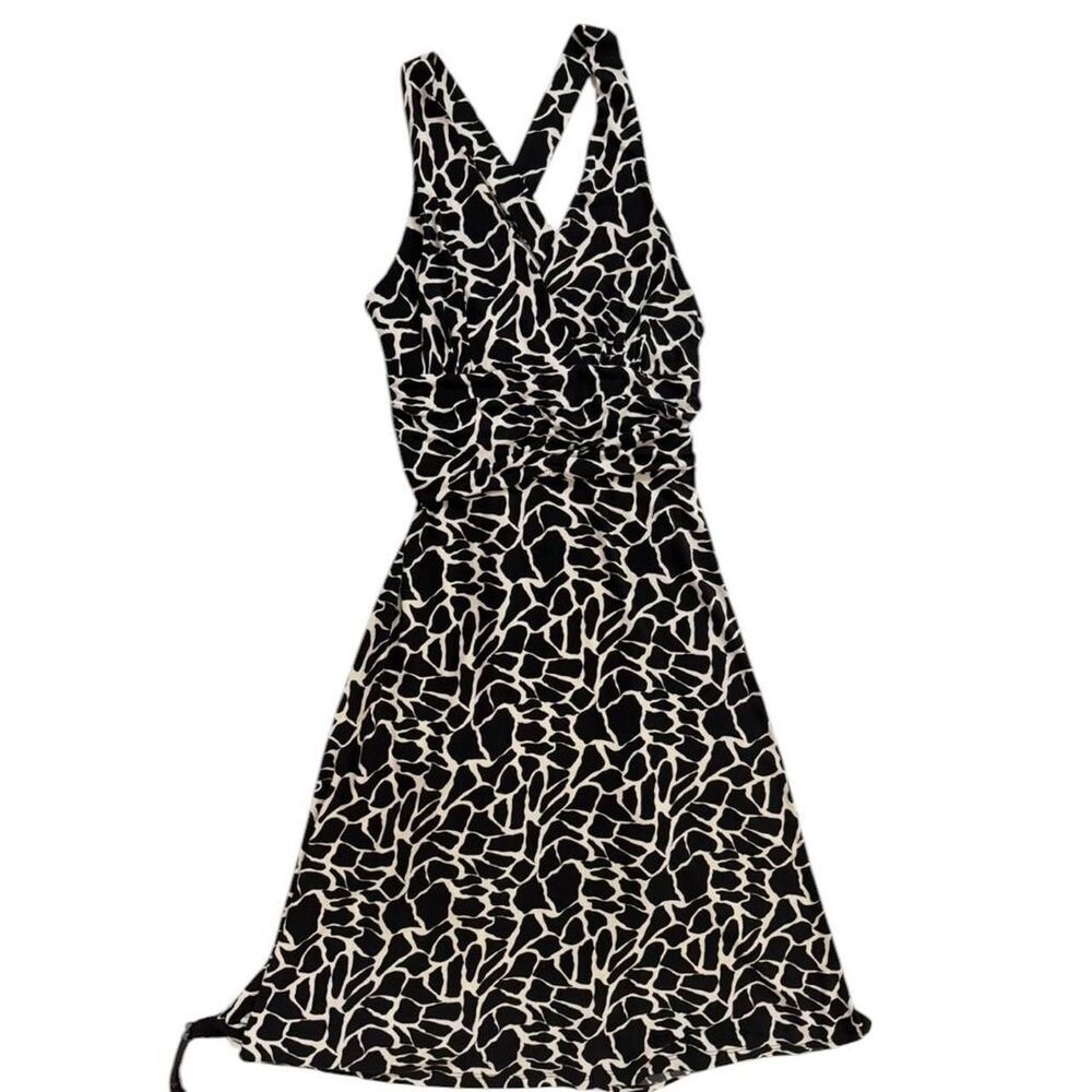 Mesmerize Y2K black and beige abstract animal print mini dress